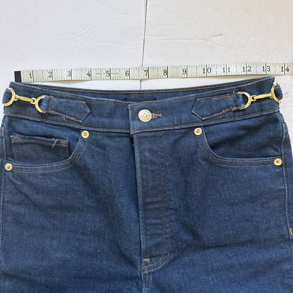 Express Super High Rise Mom Jeans Dark Wash Silver Detail 4R cropped - Picture 10 of 13